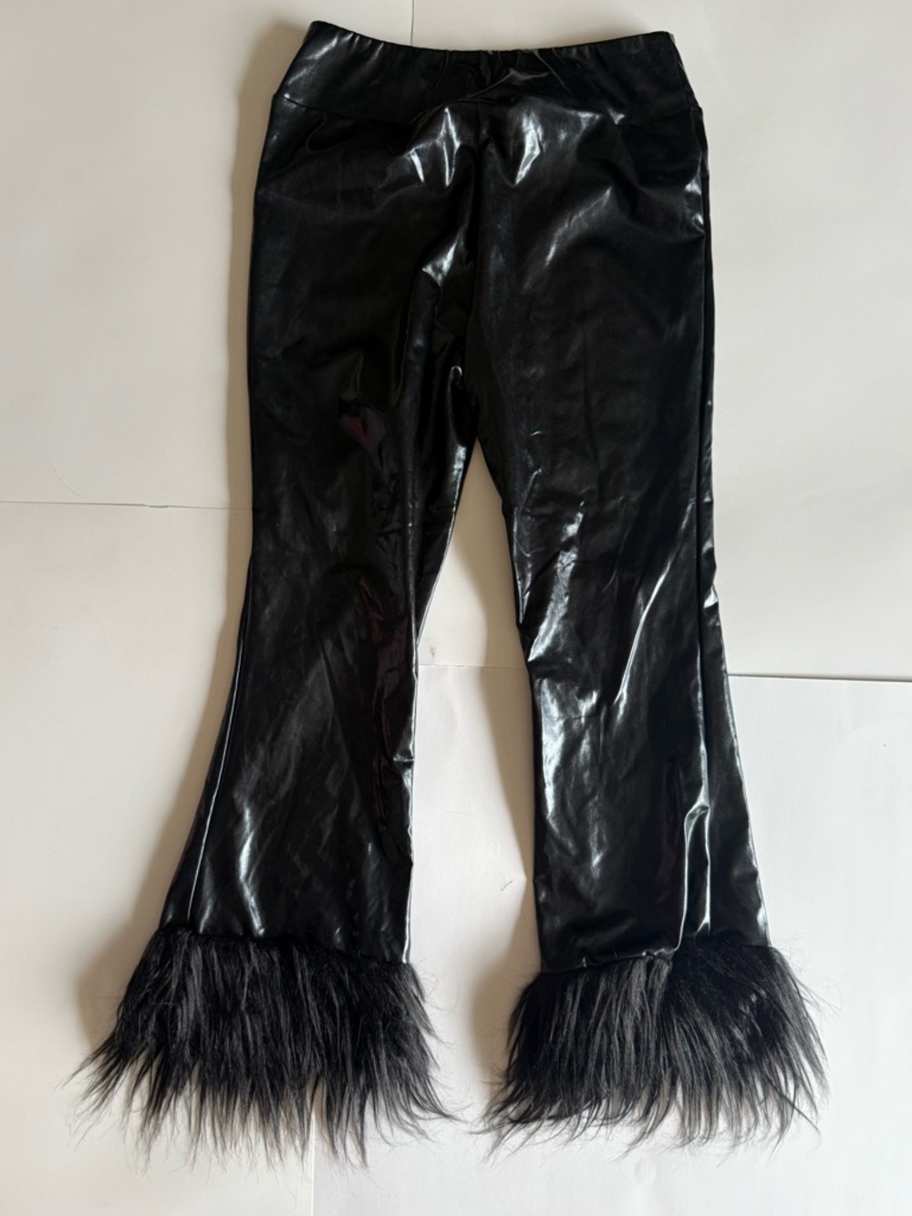 Ellie & Kate Shiny Black Faux Leather Flared Pants